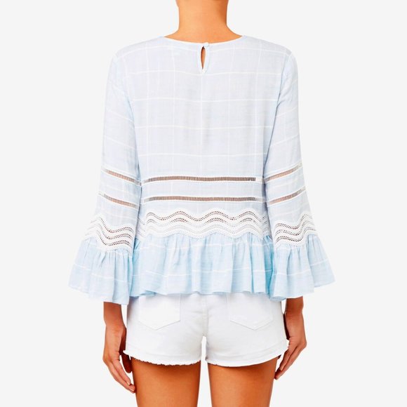 SEED HERITAGE Check Trim Frill Top Blouse - Picture 4 of 12